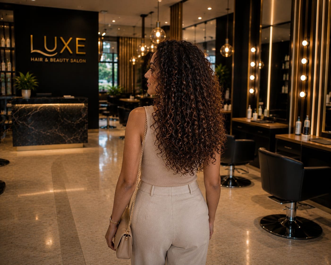 Salón de belleza en Cancún — resultado de color y estilizado en Luxe Hair & Beauty Salon